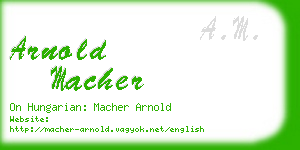 arnold macher business card